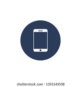 Smartphone icon in circle dark background, Smart Phone vector flat style simple illustration.