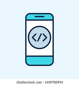 Smartphone icon with coding symbol
