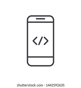 Smartphone icon with coding symbol