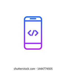 Smartphone icon with coding symbol