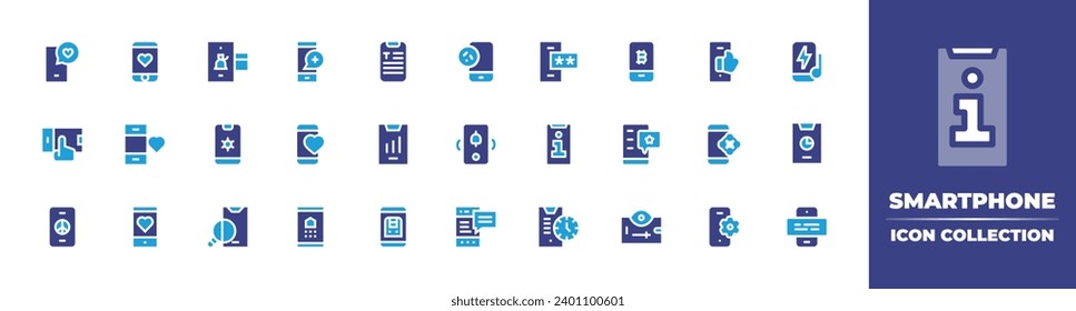 Smartphone icon collection. Duotone color. Vector and transparent illustration. Containing mobile, smartphone. 