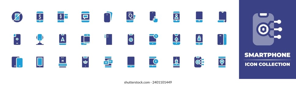 Smartphone icon collection. Duotone color. Vector and transparent illustration. Containing no smartphones, telemedicine, phone, touch screen, phone case, done, smartphone, notification, smartphones.