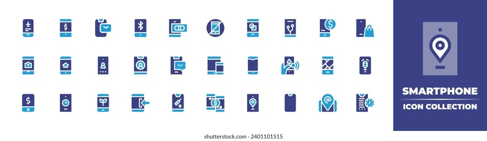 Smartphone icon collection. Duotone color. Vector and transparent illustration. Containing smartphone, mobile phone, cellphone, mobile payment, mobile shopping, mobile app, cell phone, phone, no phone