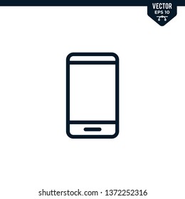 Smartphone icon collection in outlined or line art style, editable stroke vector