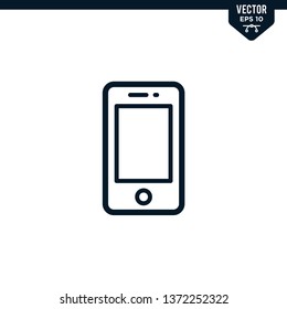 Smartphone icon collection in outlined or line art style, editable stroke vector