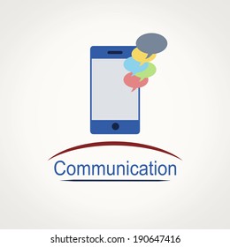 Smartphone icon with communication bubbles and space for your text, vector illustration