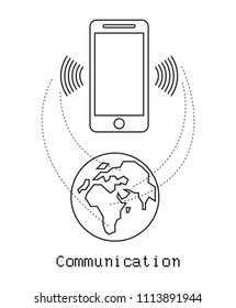 Smartphone icon, communication network  concept, vector design