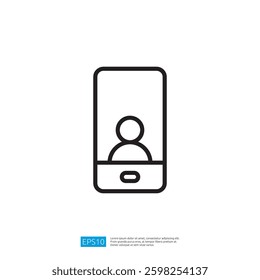 Smartphone Icon Depicting User Profile in Communication and Connectivity Applications on a Digital Screen