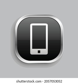 Smartphone-Icon-Design. Glossy Button-Stil abgerundetes Rechteck einzeln auf grauem Hintergrund. Vektorgrafik