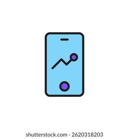 Smartphone Icon Displaying Data Growth Graphic Representing Internet Marketing Strategy and Performance Analysis for Digital Business Success