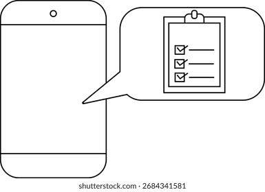 smartphone icon and document board icon with white background.with black lines