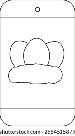 smartphone icon and egg icon with white background.with black lines