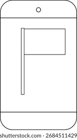 smartphone icon and flag icon with white background.with black lines