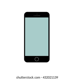 Smartphone Icon. Flat smartphone with blue screen isolated on white background. Vector smartphone icon.