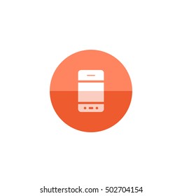 Smartphone icon in flat color circle style. Communication device, touch screen 