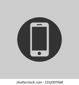 Smartphone icon in flat design on gray background. Phone web icon. Vector illustration EPS 10.