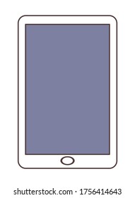 Icono de Smartphone en diseño plano sobre fondo blanco. Teléfono móvil con pantalla blanca en blanco con líneas delgadas aisladas. Dispositivo moderno para llamadas, gadget para uso de Internet. Ilustración del vector