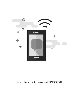 Smartphone icon in flat outlined grayscale style. Vector illustration.