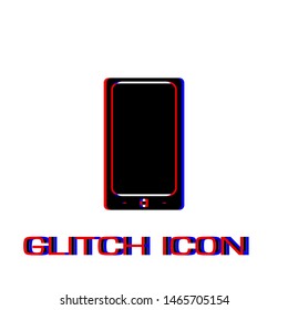 Smartphone icon flat. Simple pictogram - Glitch effect. Vector illustration symbol