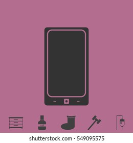 Smartphone icon flat. Simple vector grey pictogram and bonus symbol