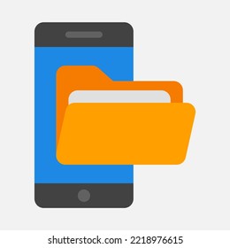 Smartphone icon in flat style about folders, use for website mobile app presentation