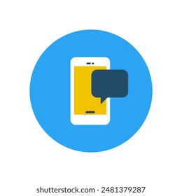 Icono de Smartphone con estilo plano en forma redonda azul