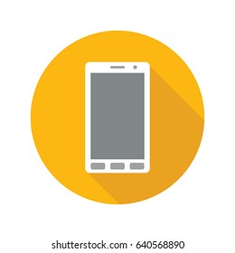 Smartphone icon in flat style on circle for web, infographics and creative design