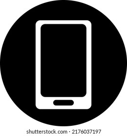 Smartphone icon, flat style, white on black, isolated on white background