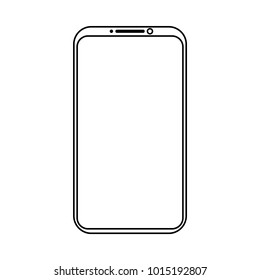 Smartphone icon with frame, microphone and camera. No home button.