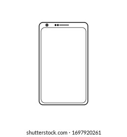 Smartphone icon with frame, microphone and two cameras. No home button.