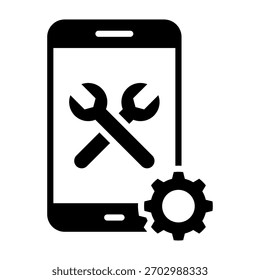 Ilustración vectorial de diseño de glifo de icono de teléfono inteligente