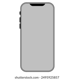 Icono de teléfono inteligente en escala de grises aislado sobre fondo blanco.