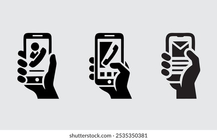 Smartphone icon with hand touch