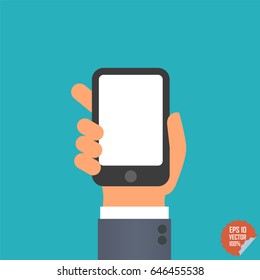 Smartphone icon in hand for website or mobile application