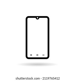 Smartphone icon. Handphone full screen. mobile phone. white background. Transparent black and white mobile phone. icon vector full screen handphone