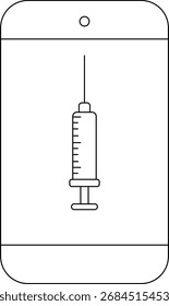 ícone de smartphone e ícone de injeção com fundo branco.com linhas pretas