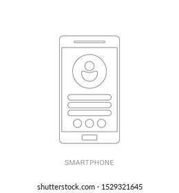 Smartphone icon with isolated blank screen. Modern simple flat telephone sign.