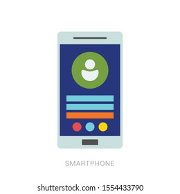 Smartphone icon with isolated blank screen. Modern simple flat telephone sign.
