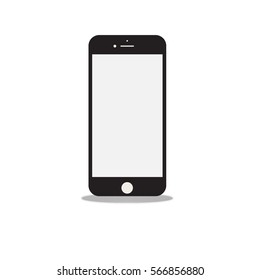 Smartphone icon with isolated blank screen. Modern simple flat telephone sign. 