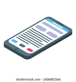 Smartphone icon. Isometric of smartphone vector icon for web design isolated on white background