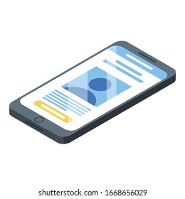 Smartphone icon. Isometric of smartphone vector icon for web design isolated on white background