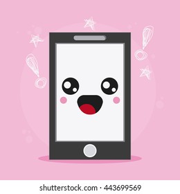 smartphone icon. Kawaii and technology. Vector graphic