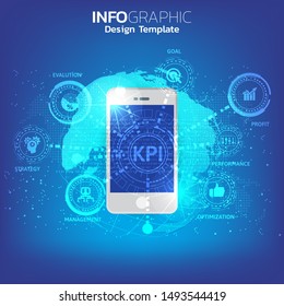A smartphone and icon with KPI concept.