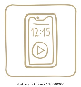 
Smartphone - icon in a light brown frame. Vector graphics.