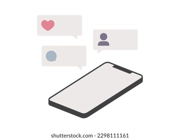 Smartphone icon like comment follower isometric vector illustration