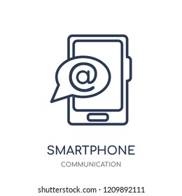 Smartphone icon. Smartphone linear symbol design from Communication collection. Simple outline element vector illustration on white background.