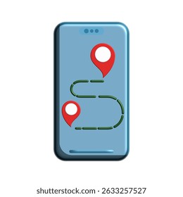 smartphone icon with location map route, flat style pictogram icon for ui or ux mobile app, vector illustration logo symbol design, isolated on white