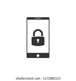 SmartPhone icon, lock icon. Vector illustration, flat design.