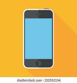 smartphone icon with long shadow. flat style vector illustration