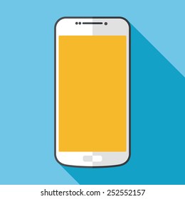 smartphone icon with long shadow. flat style vector illustration